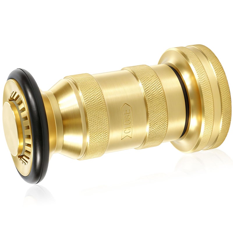 Happy Tree 1-1/2" NST/NH Fire Hose Nozzle 100 psi 85 gpm Brass Fire Equipment Heavy Duty Industrial Jet Fog Spray Nozzle Slim Neck - Image 1